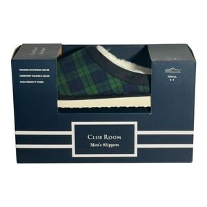 Club Room Men's Indoor/outdoor soles‎  Slip On Slippers Blue Green Small 6- 7